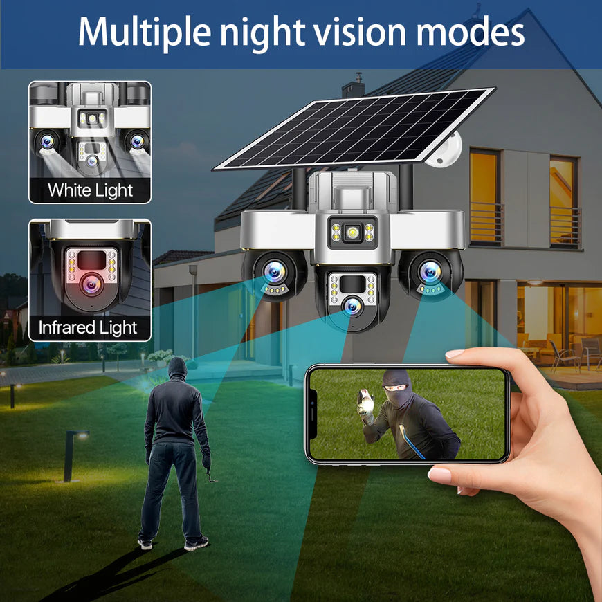 Nouvelle caméra solaire à 3 objectifs Rigamiz™️-أقوى نظام حماية ذكي في العالم