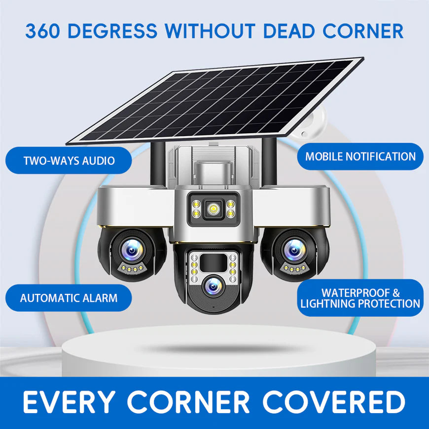 Nouvelle caméra solaire à 3 objectifs Rigamiz™️-أقوى نظام حماية ذكي في العالم