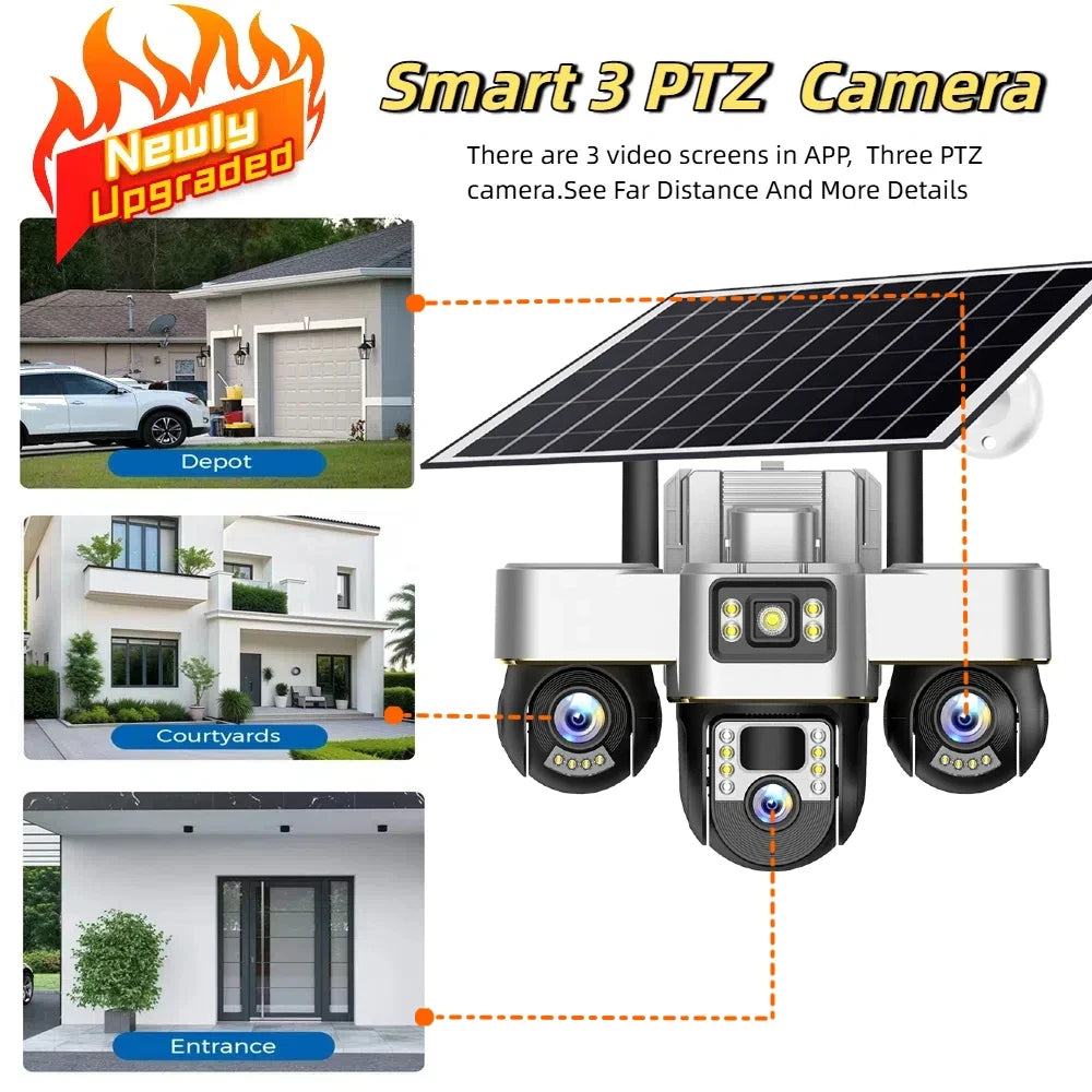Nouvelle caméra solaire à 3 objectifs Rigamiz™️-أقوى نظام حماية ذكي في العالم